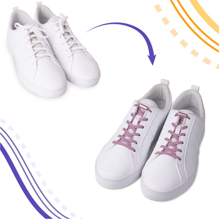 Elastyczne sznurówki do butów bez wiązania Różowy brokat S017